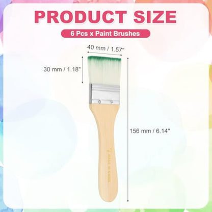 PATIKIL 6Pcs Wooden Paint Brush Set, 6.1" Nylon Bristle Flat Brushes #7 - color: Green/White, size: #7