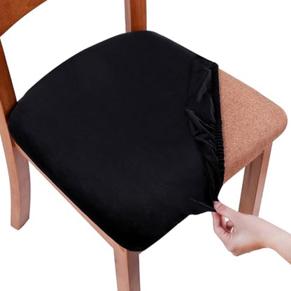 Smiry Velvet Seat Covers for Dining Room Chair Set of 8 - color: Black, size: Set of 8