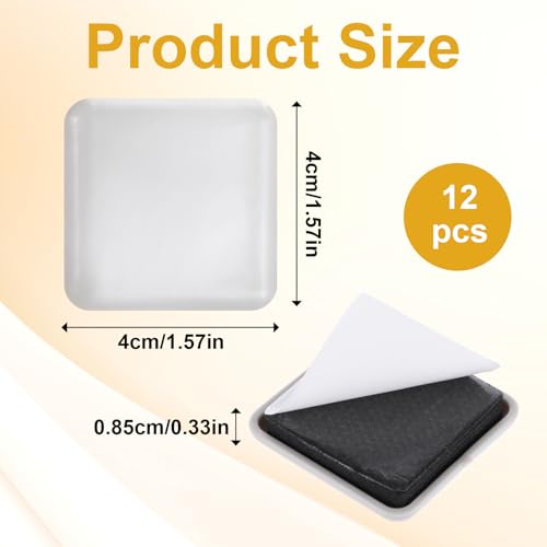 12Pcs Furniture Sliders, Square Self-Adhesive Furniture Sliders Pads