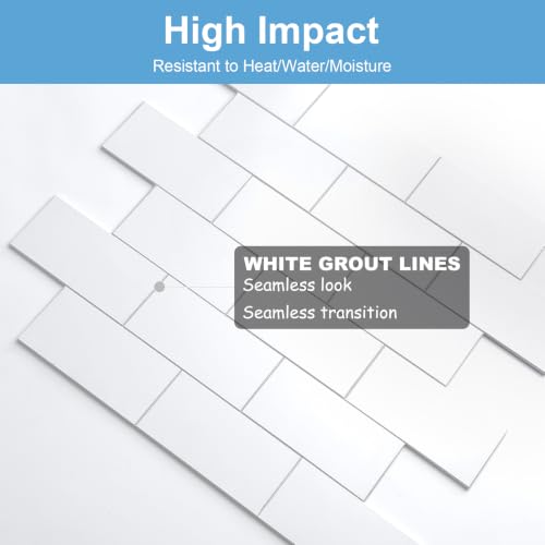 2026 New Upgrade Peel and Stick Backsplash Tile, Peel and Stick 11.34" X 11.57" Wall Tile for Kitchen, Bathroom, Fireplace, Laundry (Pure White, 10 Packs) - color: Pure White