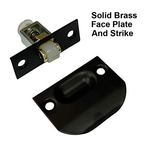 QCAA Solid Brass Roller Catch, Matte Black, Made in Taiwan, 1 Pack - color: Matte Black, size: 1 Pack