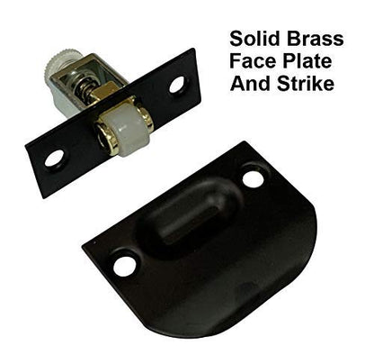 QCAA Solid Brass Roller Catch, Matte Black, Made in Taiwan, 1 Pack - color: Matte Black, size: 1 Pack