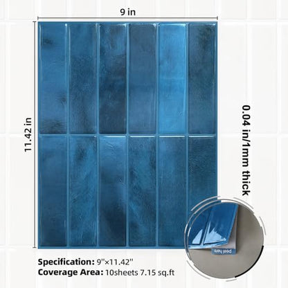 Peel and Stick Backsplash Tile for Kitchen - color: Deep Sea Blue