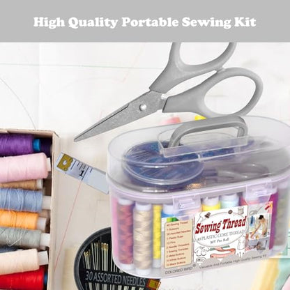 40 Spools of Sewing Thread,Gift Box Portable Basic Sewing Repair Kits (Grey) - color: Gray