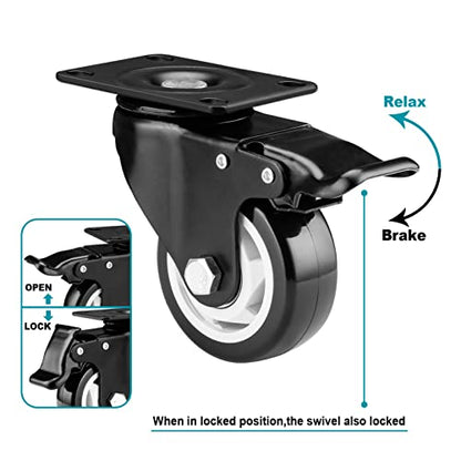 Caster Wheels-3 Inch Swivel Casters Set of 4 Heavy Duty with Brake - color: Black, size: 3"16pack Black