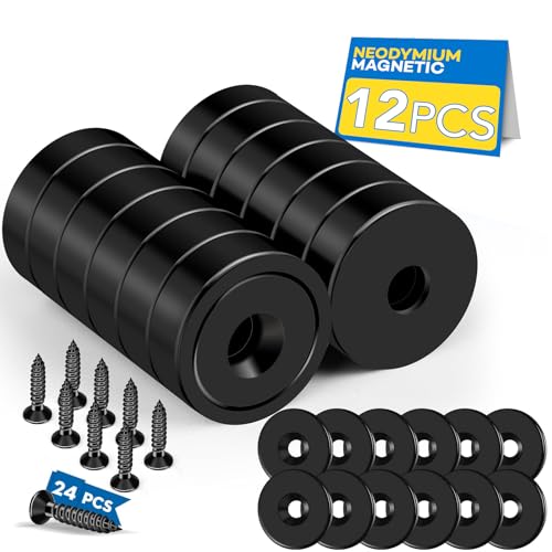 LOVIMAG Strong Magnets Heavy Duty Screw On Neodymium 20LBS Magnet 12 Pack - color: Black, size: 0.63in