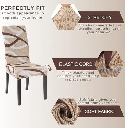 Stretch Chair Covers Slipcovers Set of 6 Printed Stretchable Dining Chair Slipcover Washable Removable for Kitchen,Hotel,Restaurant - color: Birds Nest, size: 6