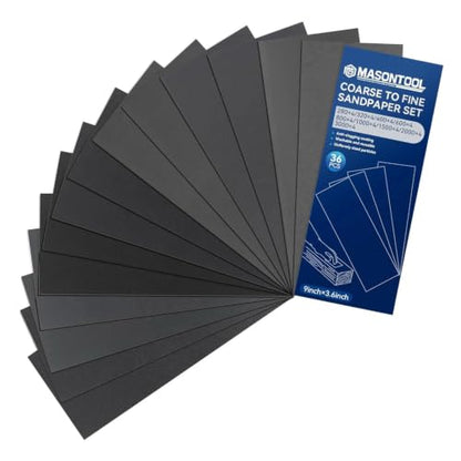 36 Pcs Wet Sand Paper Assortment, 280-3000 Grit 9 x 3.6 Inch - size: 36PCS/280-3000Grit