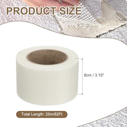 PATIKIL Drywall Repair Mesh Tape, 3 inch x 82 ft Fiberglass Repair Patch Self-Adhesive Dry Wall Joint Tape 12 Mesh Wall Hole Crack and Seam Patch, White - size: 3 inch x 82 Feet