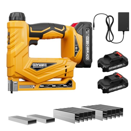 3-In-1 Small 21V Cordless Staple Gun, 18 GA Electric Brad Nailer - color: Yellow