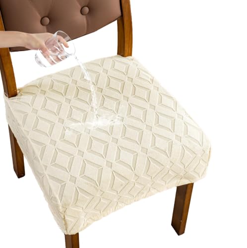Genina Waterproof Chair Covers Set of 6,Dining Chair Cover,Beige - color: Beige-square Style, size: 6PCS