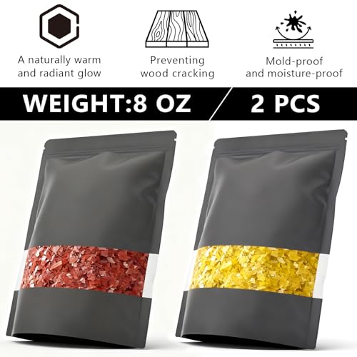 16 oz Shellac Flakes, Dewaxed Blonde Shellac | Wood Finish Value Pack: 8 oz Yellow & 8 oz Purple(Total 16 oz) | All-Natural, Non-Toxic, Eco-Friendly Furniture Finish - size: 8 oz per color