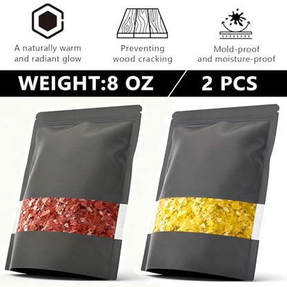16 oz Shellac Flakes, Dewaxed Blonde Shellac | Wood Finish Value Pack: 8 oz Yellow & 8 oz Purple(Total 16 oz) | All-Natural, Non-Toxic, Eco-Friendly Furniture Finish - size: 8 oz per color