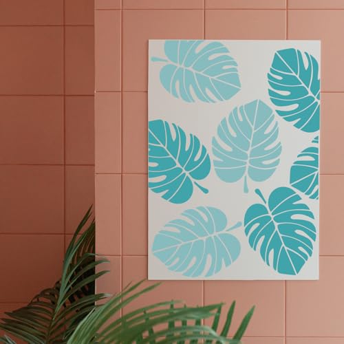 Tropical Leaf Stencils for Wall & Crafts Painting, 5 PCS, 8.3x11.7 Inch - size: Jungle Leaf - 5 PCS - 8.3 x 11.7 in
