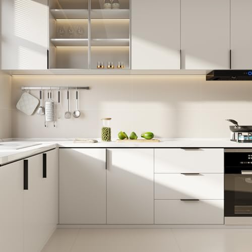 Rergy 10 Pack 4" Cabinet Pulls Black Finger Pulls for Cabinets - color: Black, size: Hole Center: 4in(102mm)