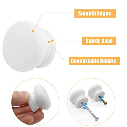 Wood Drawer Knobs, 1 Inch, White, Mushroom Shape, 8PCS - color: White, size: 1"/(8pcs)
