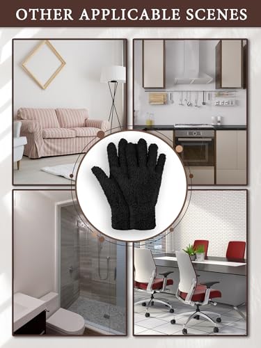 Patelai 3 Pairs Microfiber Dusting Gloves for Plants Leaf, Medium - color: Black, Brown, Dark Brown, size: Medium