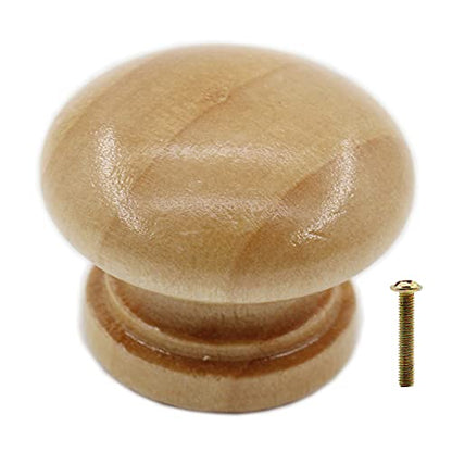 8PCS Round Wood Drawer Knobs, Mushroom Shape Cabinet Furniture Drawer Chest Cupboard Wardrobe Dresser Knobs Pulls Handles Hardware with Screws (Middle 28x22.5x23.5mm/1.1x0.89x0.93inch) - size: Middle 28x22.5x23.5mm/1.1x0.89x0.93inch