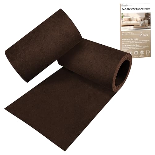 Velvet Couch Repair Patch Self Adhesive, Large Fabric Patch for Sofa & Furniture, No Sewing Repair Tape for Upholstery, Car Seat & Handbag (4.3" x 30", 2 Pack, Dark Brown) - color: Dark Brown