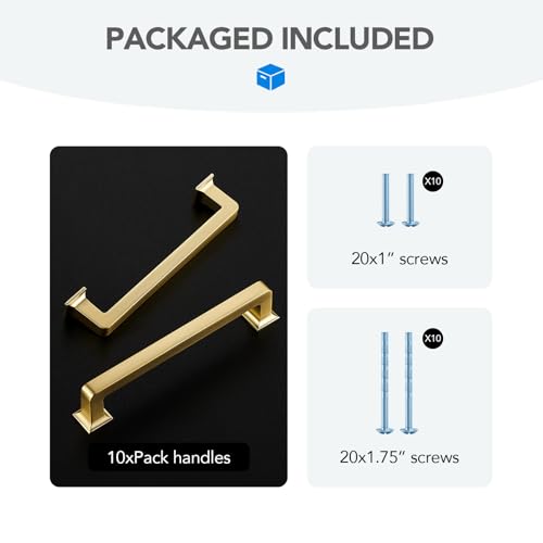 HOME EDIT Brushed Gold Cabinet Handles Zinc Pulls 5 Inch 10 Pack - color: Brushed Gold, size: 5 inches Hole Center