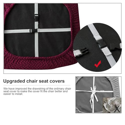 Genina Seat Covers for Dining Room Washable Chair Seat Slipcovers Set of 4 - color: Wine Red, size: 16-20in Not waterproof