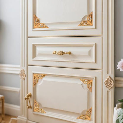Wood Appliques 4PCS 4.7in Corner Onlays Carved Wood Furniture Trim - size: 4.7inch(12cm)