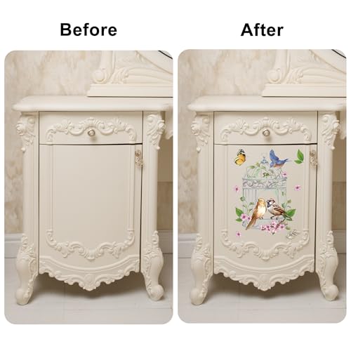 Joeyan Birds on the Branches Rub On Transfers for Furniture and Crafts - style: Bird
