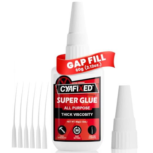 Gap Fill Thick Super Glue 60g Heavy Duty Cyanoacrylate CA Glue for Repairs - size: 2 oz