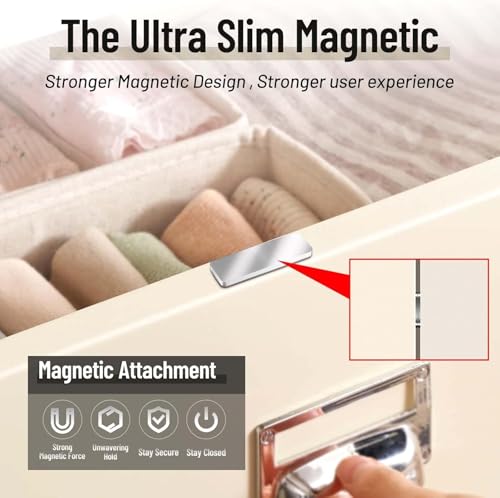 10 Pack Ultra Thin Cabinet Door Magnet, No Drilling Magnetic Door Catch for Closure, Strong Adhesive Drawer Magnet to Stay Closed, Stainless Steel 0.8"x1.6" - Pet Kid Safe