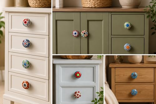 JGARTS 30 x Mix Vintage Look Flower Ceramic Knobs Door Handle Cabinet Drawer Cupboard Pull