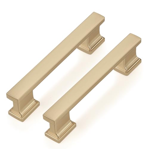 Probrico 10 Pack Champagne Bronze Cabinet Handles 3 3/4 Inch(96mm) Hole Center Kitchen Cabinet Pulls, Brushed Brass Cabinet Hardware for Cupboard Champagne Bronze Dresser Drawer Pulls - color: Champagne Bronze, size: 3.75 inch hole center