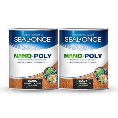 Seal-Once Nano+Poly Penetrating Wood Sealer, 2 Gallon, Black - color: Black, size: 2 Gallon