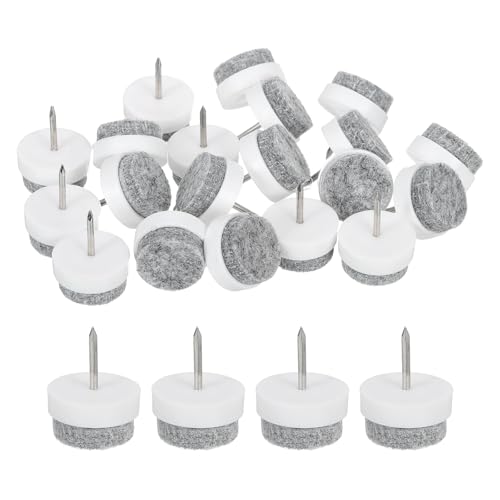 uxcell Nail-on Furniture Sliders, 24Pcs Nail-on Felt Pads Round Chair Table Feet Pads Chair Leg Floor Protectors for Hardwood Floors (White, 18mm/0.71") - size: 18mm/0.71"