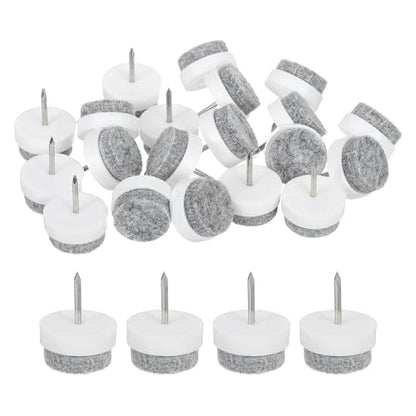 uxcell Nail-on Furniture Sliders, 24Pcs Nail-on Felt Pads Round Chair Table Feet Pads Chair Leg Floor Protectors for Hardwood Floors (White, 18mm/0.71") - size: 18mm/0.71"