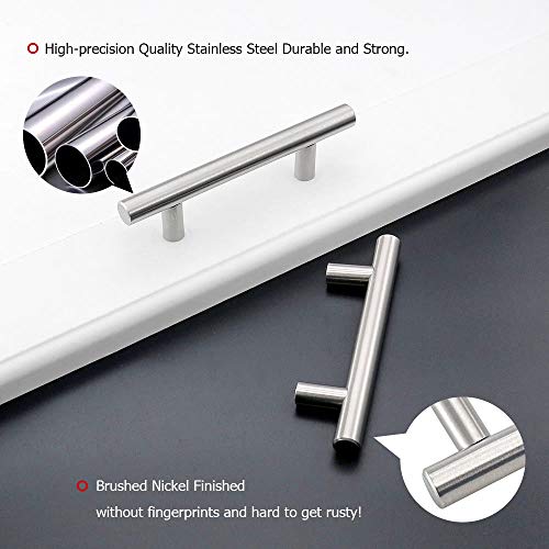 homdiy 20 Pack Drawer Pulls Brushed Nickel Cabinet Pulls 201SN Cabinet Hardware Modern Kitchen Cabinet Handles 2-1/2 Hole Centers Cupboard Handles - color: Brushed Nickel, size: 2-1/2in hole centers