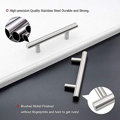 homdiy 20 Pack Drawer Pulls Brushed Nickel Cabinet Pulls 201SN Cabinet Hardware Modern Kitchen Cabinet Handles 2-1/2 Hole Centers Cupboard Handles - color: Brushed Nickel, size: 2-1/2in hole centers