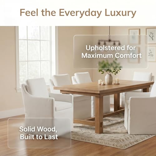 Slipcovered Dining Chairs with Arms, Set of 2, Beige