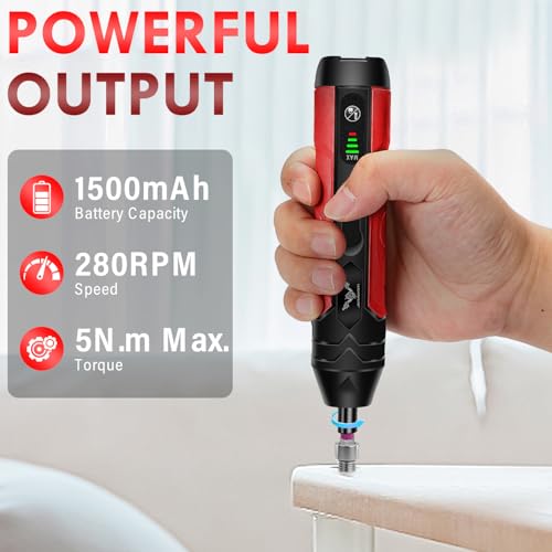 3.6V Electric Screwdriver Rechargeable, Cordless Screwdriver - color: Red-36pcs