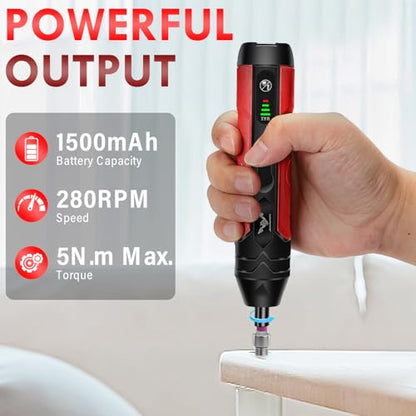 3.6V Electric Screwdriver Rechargeable, Cordless Screwdriver - color: Red-36pcs