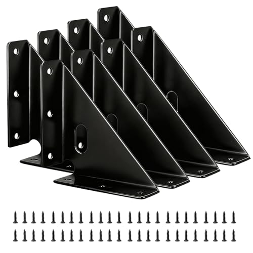 8 Pcs Heavy Duty Gusset Joints, Trapezi Corner Code (Black) - color: 8 Pcs Gusset Joints（black）