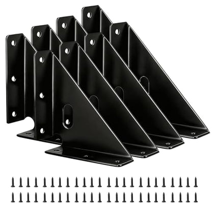 8 Pcs Heavy Duty Gusset Joints, Trapezi Corner Code (Black) - color: 8 Pcs Gusset Joints（black）