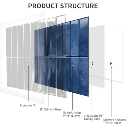 10 Sheets Upgraded Thicker Design Subway Tile Peel and Stick Backsplash - color: Blue