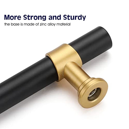 Haliwu 10 Pack 3in Black and Gold Cabinet Handles for Kitchen Drawers - color: Black & Matte Gold, size: 76mm (3 inch) Hole Center Spacing