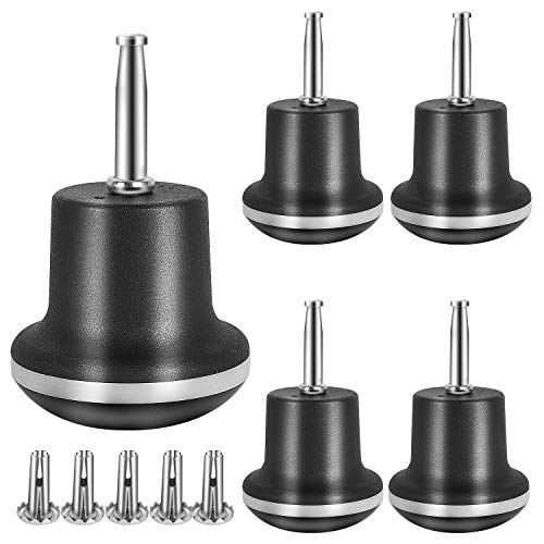 Bell Glides Caster Wheels，Fixed Stationary Castors for caster Sofa Chair Cabinet Furniture Replacement with Mounting Stem Sleeve Socket Insert sets of 5 - size: 2.2"tall, stem 0.32”*1.42”(8 x 36mm)
