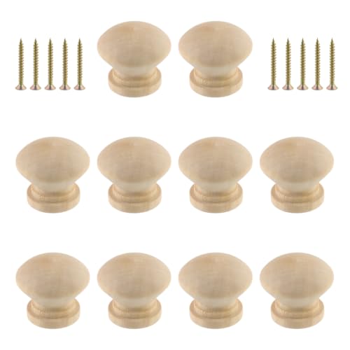 UTALAND 27mm Wood Unfinished Drawer Knobs, Unthreaded Wooden Knobs, 1" Dia - color: Unifished (Non-threaded), size: 27mm