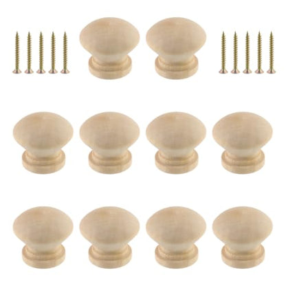 UTALAND 27mm Wood Unfinished Drawer Knobs, Unthreaded Wooden Knobs, 1" Dia - color: Unifished (Non-threaded), size: 27mm