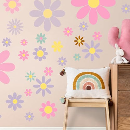 AFRITEE Large Flower Stencils for Painting on Wood - 10 Pcs Floral Daisy Reusable Plastic Wood Stencils - style: Flower