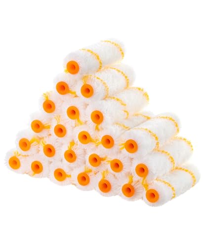 Bates- Paint Roller Covers, 24 pcs, 4" Covers for Paint Roller, 3/8" Nap - color: Yellow Stripes, size: 4" x 3/8", 24 Pack