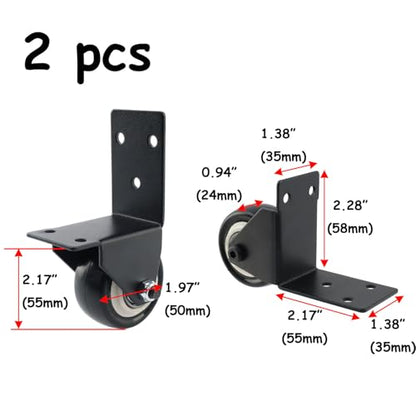 Semetall 2pcs Swivel Caster Wheels with L Shape Plate 2 Inch Black - style: A-007