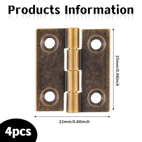 Small Hinges for Wooden Box, 4 Pcs Quality Brass Folding Jewelry Box Hinges - color: Antique Bronze